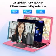 Portable Mini 10.1inch Education Laptop Computer, Windows11 Netbook, Intel Celeron N4000 CPU 8GB RAM 250GB SSD HD IPS Screen, Laptop Computer for Learning, Office Work