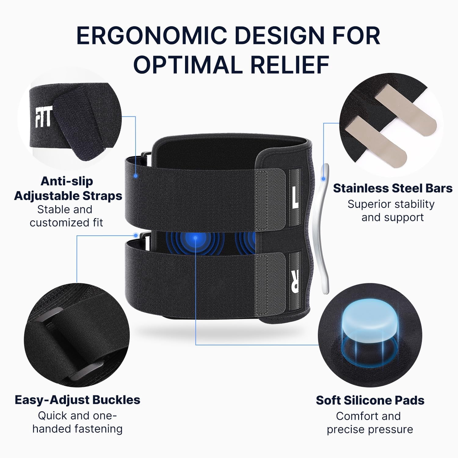 Sciatica Pain Relief Devices Brace,Sciatic Ease Calf Support Brace for Leg Shin Pain Relief,Sciatic Nerve Knee Brace with Dual Adjustable Pressure Pads Targeted Compression, Fits for Men and Women