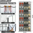 thumbnail image 3 of Onekawa 40 Pairs Over The Door Shoe Organizer, Space Saving Hanging Shoe Rack for Closet Door with 8 Hooks, Breathable Mesh Storage Holder for Shoes, Accessories, Holds Up to 40 lbs, Gray, 3 of 7