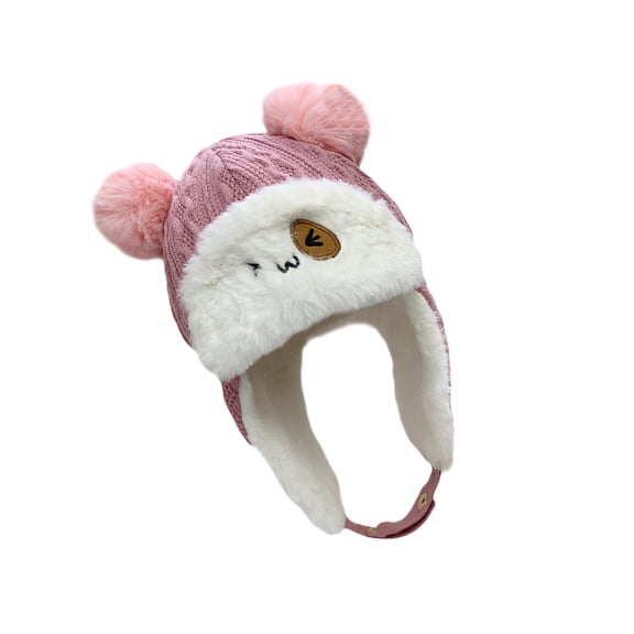 MUSEYA Toddler Warm Hat Cotton Earflap Pink 1Pcs Winter Wear