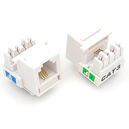 UbiGear 5 Pcs CAT3 RJ11 6P4C Phone Telephone Keystone Jack 110 H-Style Modular White