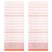 Unique Bargains 4 Pcs Striped Soft Hand Towel Pink 13" x 27"/15" x 35"