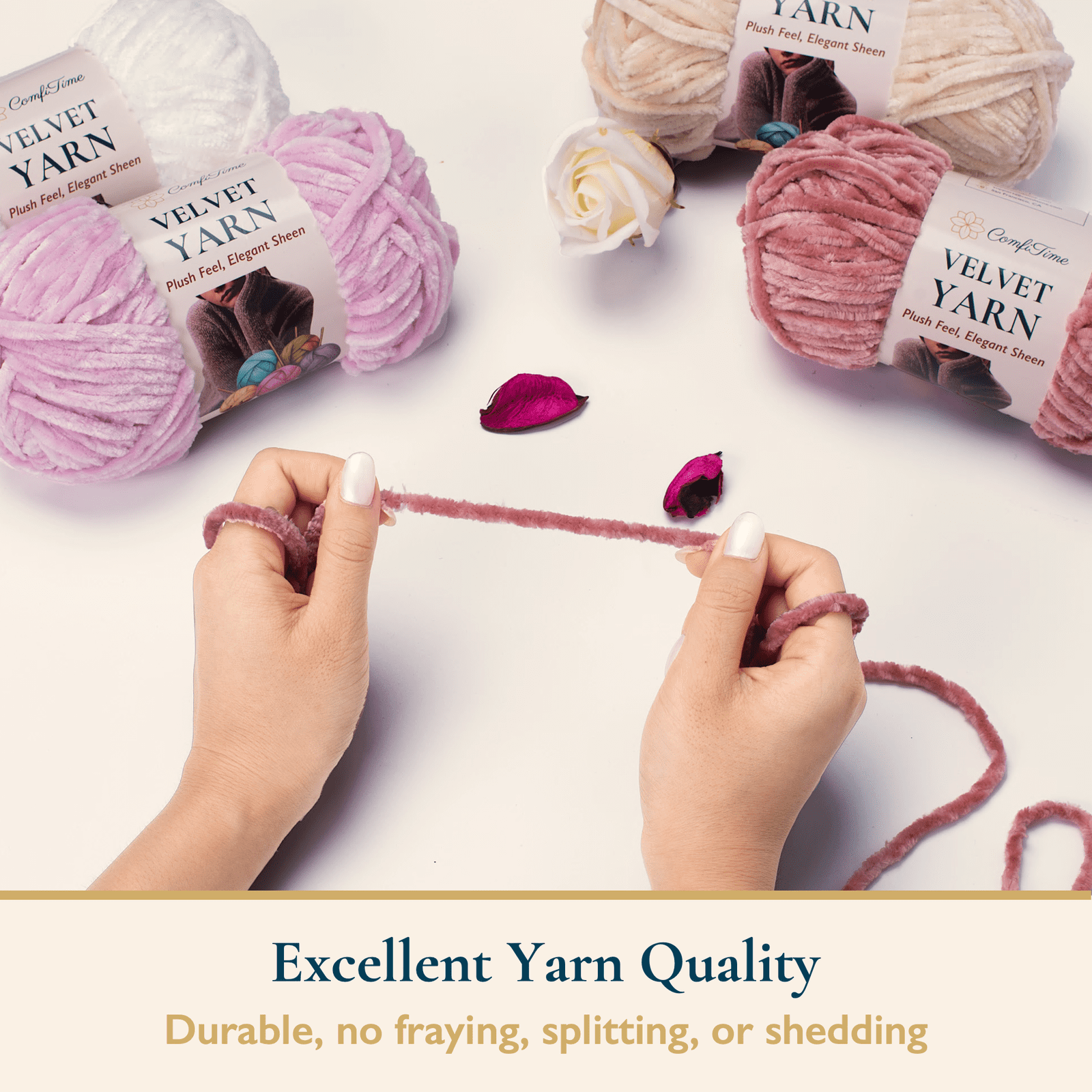 ComfiTime 6-Pack Velvet Yarn – Bulky #5, 3.5 oz / 87.5 Yds per Skein, OEKO-TEX Certified, Soft Fluffy for Sweaters, Blankets, Scarves, Home Décor, Crochet/Knitting/Amigurumi, Machine Washable, Pink