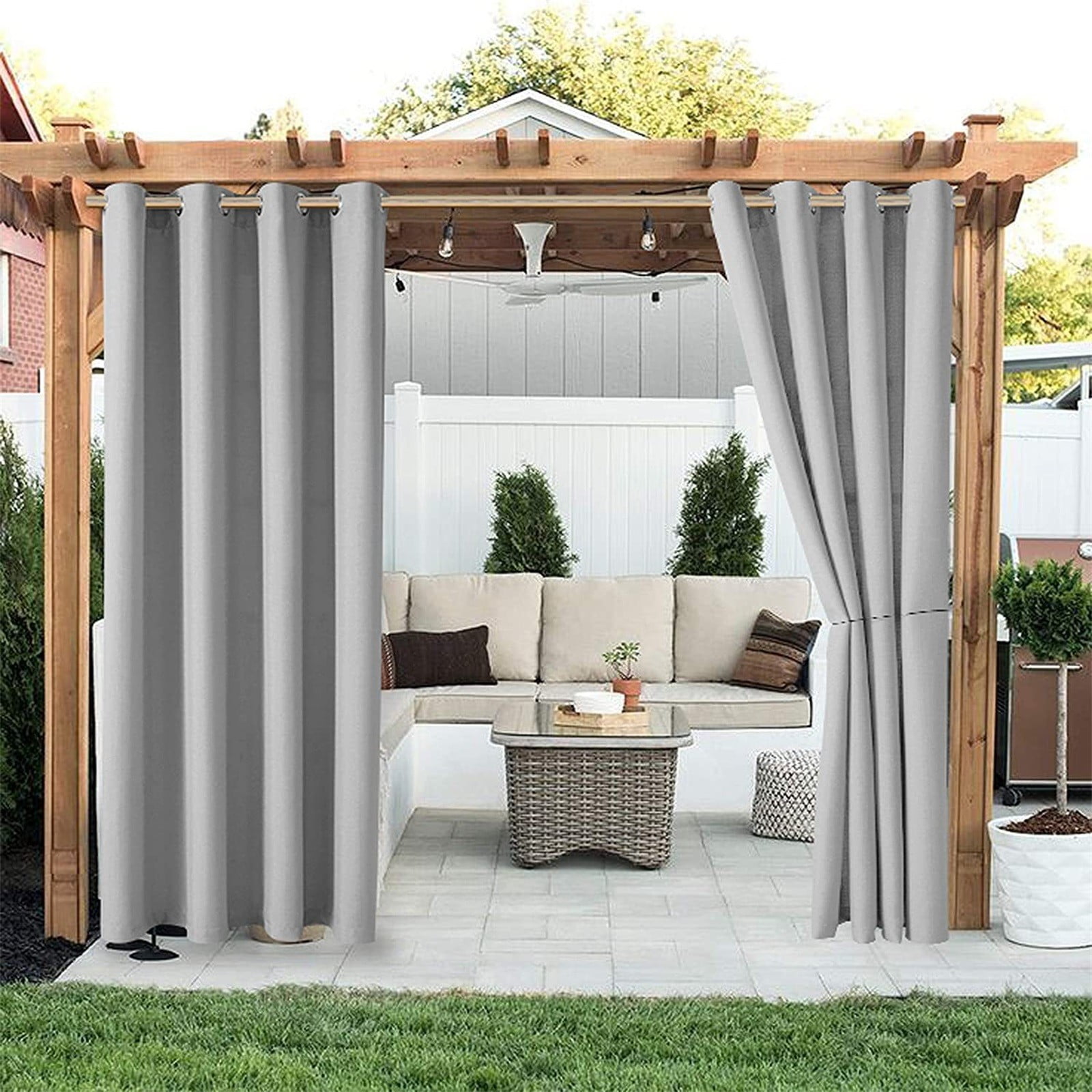 (Clearance) pdqouc Waterproof Outdoor Curtain - Grommet Top Sunlight Blocking Window Treatment Drapes Blackout Curtains for Home Bedroom Living Room Outdoor Patio Porch Pergola Cabana Gazebo 1 Panel
