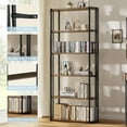 thumbnail image 6 of Juiluna 71 Inch Industrial Wooden Bookshelf - 6 Tier Tall Bookcase, Metal Frame Large Storage Shelf for Bedroom Home Office Kitchen Living Room, 6 of 7