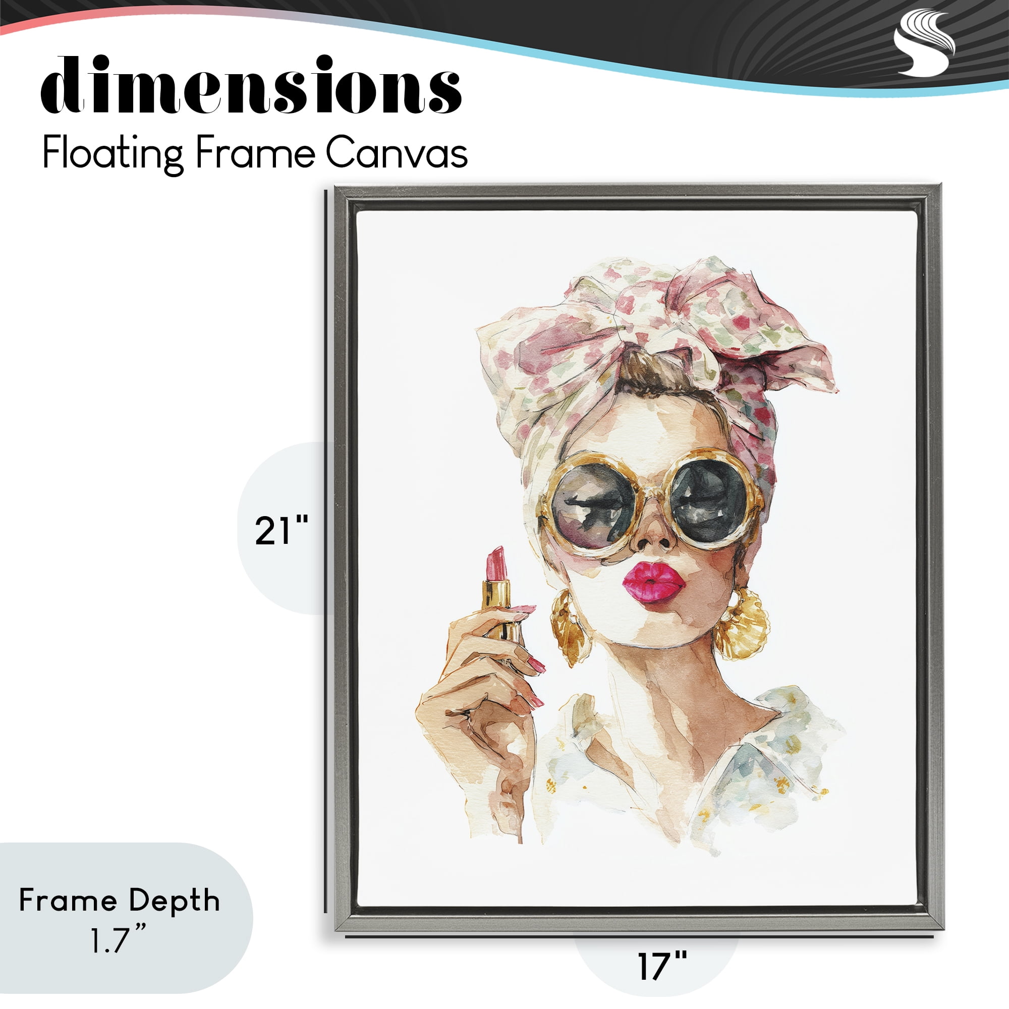 Stupell Industries Feminine Lipstick Spell Gray Framed Floater Canvas Wall Art, design by Svetlana Aleynikova