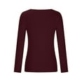 thumbnail image 5 of Srogem Womens Long Sleeve Shirts Tops Deep V Neck Ribbed Knit Fall Casual Slim Fit Basic Sexy T-Shirt, 5 of 8