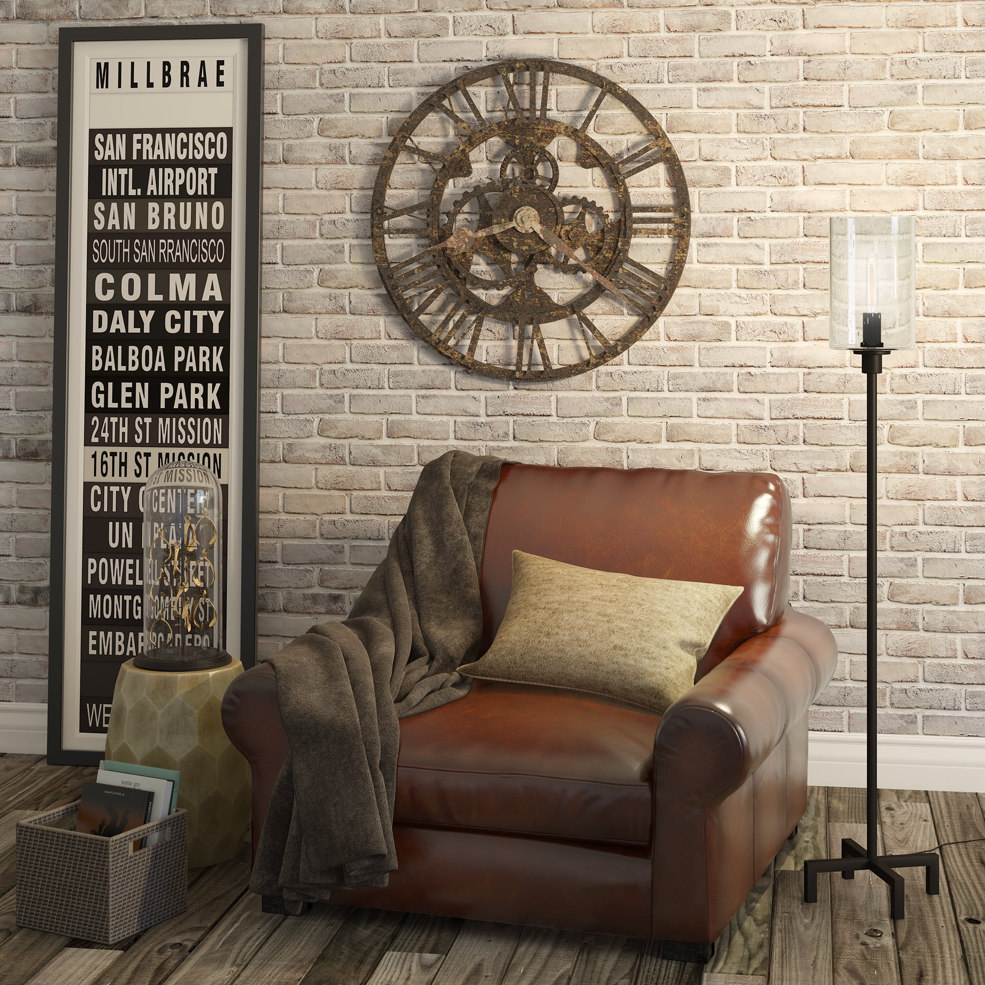 Panos Industrial Farmhouse Blackened Bronze Metal Floor Lamp