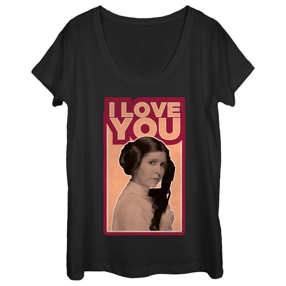 Women's Star Wars Princess Leia Quote I Love You Scoop Neck Black Large