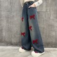 thumbnail image 4 of HAJWOH Baggy Jeans for Girls Wide Leg Cute Bow Star Jeans Kids Elastic Wasited Denim Pants 5-14Y, 4 of 6