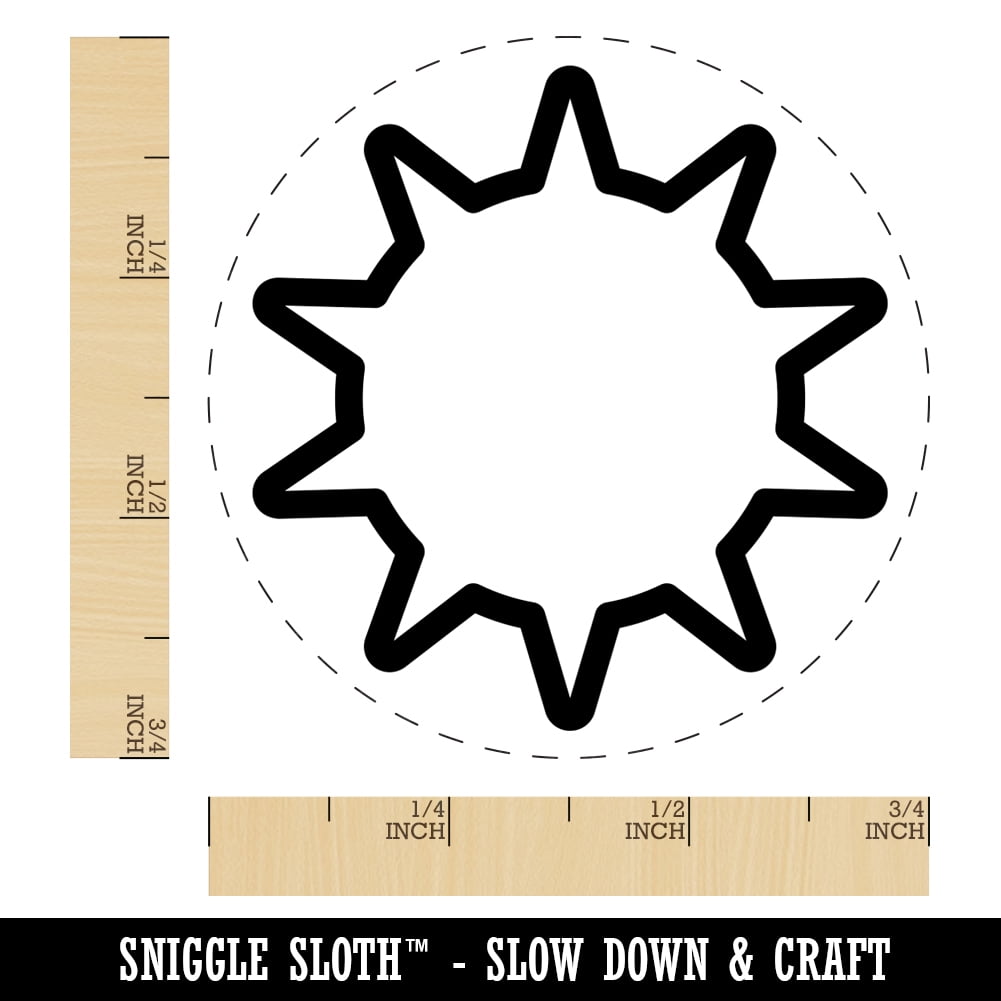 Sun Outline Self-Inking Rubber Stamp Ink Stamper - Black Ink - Small 3/4 Inch