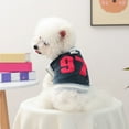 thumbnail image 2 of NovaStitch Dog Jersey Pet Clothes Number 97 Soft Warm Cotton Blend Sweatshirt for Fall Winter Breathable Pet Sports Shirt Outdoor Daily Wear Blue XL, 2 of 6