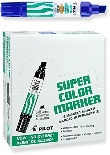 Extra Wide Chisel Point Pilot Jumbo Permanent Markers Xylene-Free 4 Colors 
