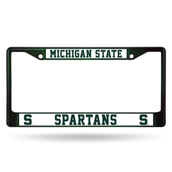Michigan St. Spartan's Chrome Metal (Green Painted) License Plate Frame