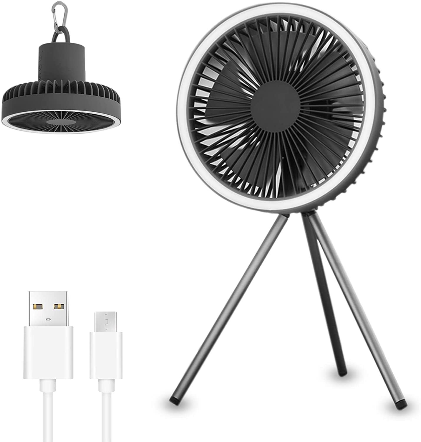 Babyltrl 3 in 1 Portable Desk Fan with LED Lantern,30H Working Time,10000mAh USB Rechargeable Hanging Tent Personal Small Fan for Camping Outdoor Indoor