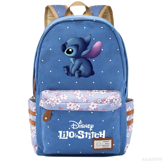 Mochila de lona con estampado 3D de Disney Stitch para niños y niñas, bolsas escolares de gran capacidad, mochila de viaje para estudiantes