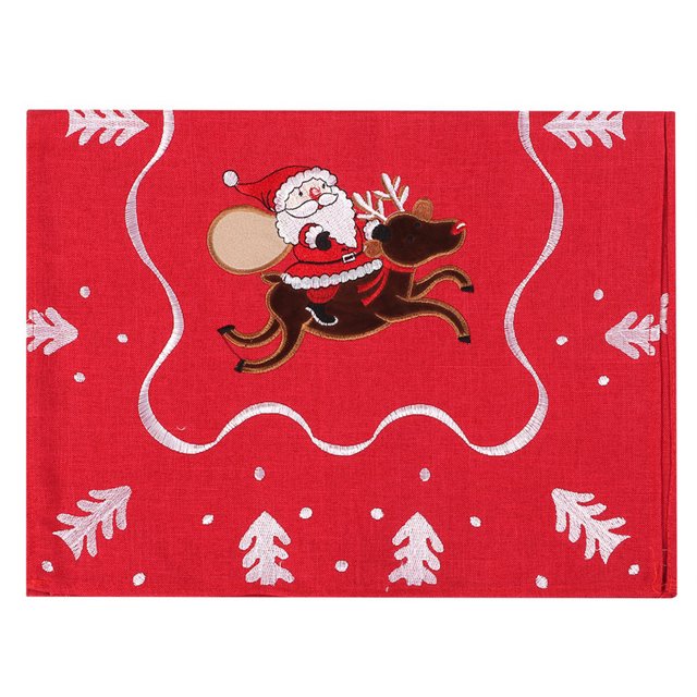 Nappe de Noël-Samfox 180x40cm Couverture de Table de Noël Rouge Chemin de Table de Noël Couverture de Table de Noël Drapeau de Table de Noël