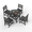 Black, variant on 5 PCS HDPE Round Outdoor Dining Set with 105° Ergonomic Backrest
