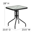 thumbnail image 2 of 23.5'' Square Glass Metal Table with 2 Black Metal Aluminum Slat Stack Chairs, 2 of 9