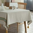 thumbnail image 6 of Fennco Styles Classic Striped Tassel Woven Tablecloth 55" W x 55" L - Ivory Table Cover for Banquets, Holiday, Special Events, Home, Dining Room DÃ©cor and Everyday Use, 6 of 8