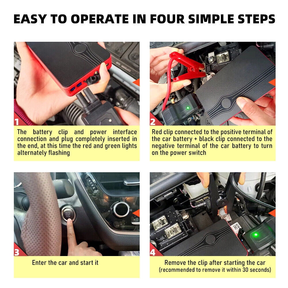 20000mAh 12V Car Jump Starter Portable USB Power Bank Battery Booster Clamp 300A