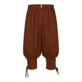 thumbnail image 2 of IROINNID Bermuda Shorts for Men Solid Elastic Waist Knee Strap Half Shorts Pant Lantern Pants,Burgundy, 2 of 7