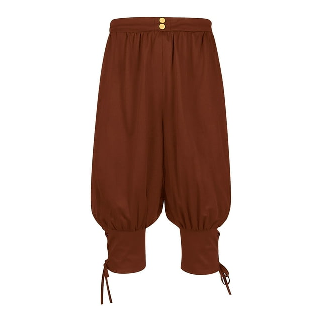TIMIFIS Men's Ankle Banded Pants Medieval Pirate Costume Trousers Renaissance Gothic Pants-WineFall
