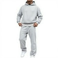 thumbnail image 2 of Unisex Solid Sweatshirt & Wide Leg Pants Set Color: Grey Size: L, 2 of 3