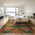 thumbnail image 3 of ODIKA Orange Burnt Creamy Ivory Deep Symmetrical Seventies Wave Motif Low Profile Flatwoven for Great Room, Indoor Open Concept, Large Living, 3 of 7