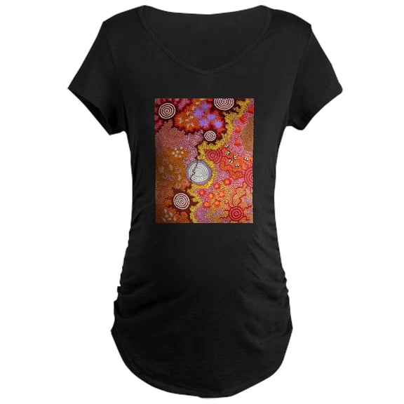 CafePress - AUSTRALIAN ABORIGINAL ART 2 Maternity T Shirt - Maternity Dark T-Shirt