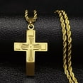 thumbnail image 3 of 14K Yellow Gold Cross Necklace Men For Jesus Chain Pendant Protect Jewelry Religion Accessories Male, 3 of 6