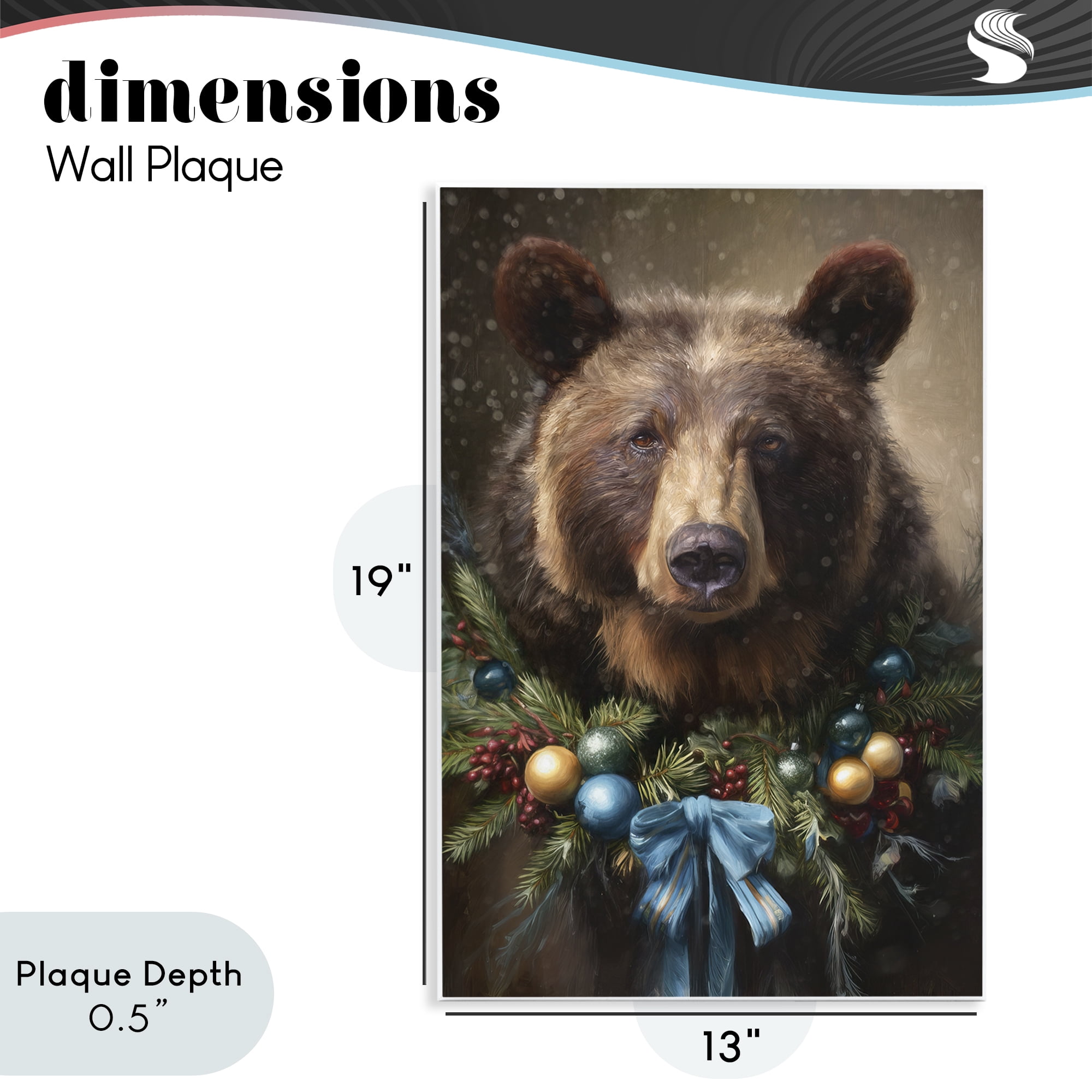 Stupell Industries Christmas Grizzly with Wreath Wall Plaque Art, design by Tina LeCour