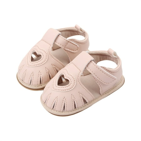 

Baby Girls Sandals Summer Soft Sole Heart Cutout Walking Shoes