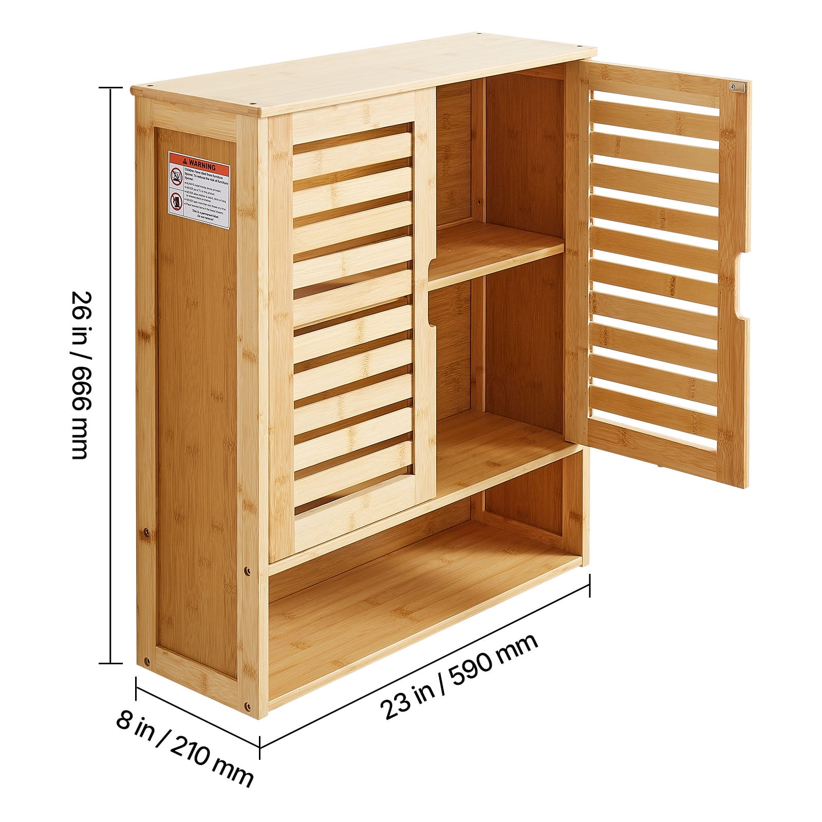 KFFKFF Bathroom Wall Cabinet with 2 Doors and Adjustable Shelf, Wall-Mounted Organizer for Over-the-Toilet Storage, Medicine Cabinet with Shelves and Open Partition for Kitchen, Laundry Room