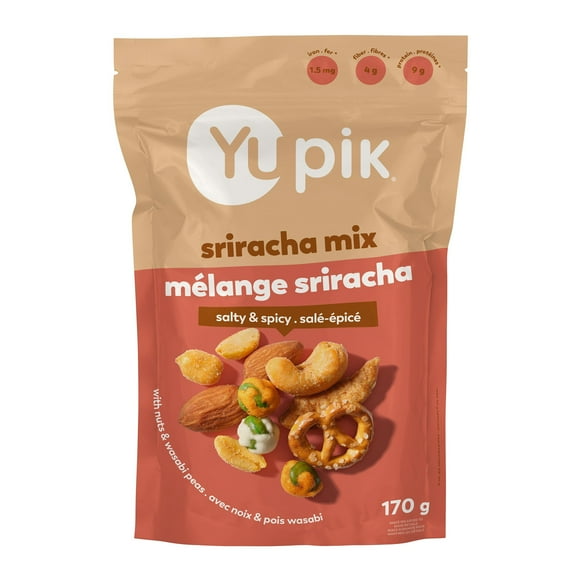 Yupik Sriracha Mix, 170 g, Savory Crunchy Snack, Spicy Blend, BBQ Trail Mix, Protein Snacks, Cashews, Wasabi Peas, Pretzels, Game Night & Party Snack