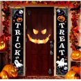 thumbnail image 2 of Decoraciones de Halloween Banner interior al aire libre, truco o trato y feliz Halloween Bienvenido colgante cartel de porche bruja para decoración de puerta delantera exterior hogar fiesta patio jardín fiesta suministros brillar Electrónica, 2 of 4