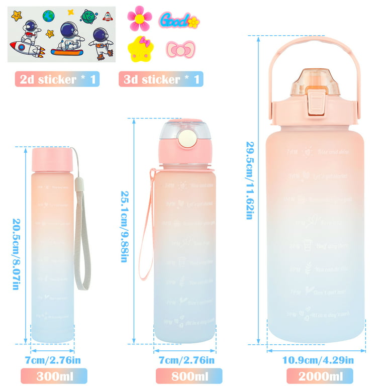 3pcs/Set Large Capacity Water Bottle Sports Water Cup Children Drinking  Bottle Outdoor Hiking Water Bottle With Time Marker Set - AliExpress