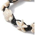 thumbnail image 3 of 1pc Synthetic Turquoise Starfish & Turtle Bead Bracelet with Polyester Cord Floral White Inner Diameter: 2-1/4~3-1/8 inch(5.8~8.05cm), 3 of 4