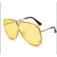 thumbnail image 1 of Sunglasses men women classic Vintage metal frame V-shape women sun glasses all-in-one uv400 protection/yellow film, 1 of 4