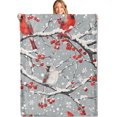 thumbnail image 1 of Manta de invierno con diseño de cardenal, 40 x 50 pulgadas, franela suave y ligera, con estampado de pájaros blancos sobre ramas nevadas, regalos para niños y adultos, para sofá, oficina, viajes,, 1 of 6