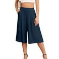 thumbnail image 4 of Capri Pants for Women 2025 Summer High Waisted Wide Leg Loose Palazzo Capris with Pockets Womens Cropped Pants, 4 of 8