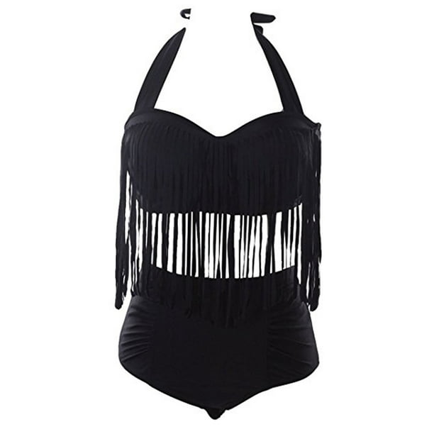 Lelinta LELINTA Women's Plus Size Swimsuit Black High Waist Two Piece