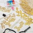 thumbnail image 2 of 8Pcs Embroidery Lace Flower Patches Iron on Patches Sew on Patches Golden Floral Appliques, 2 of 8