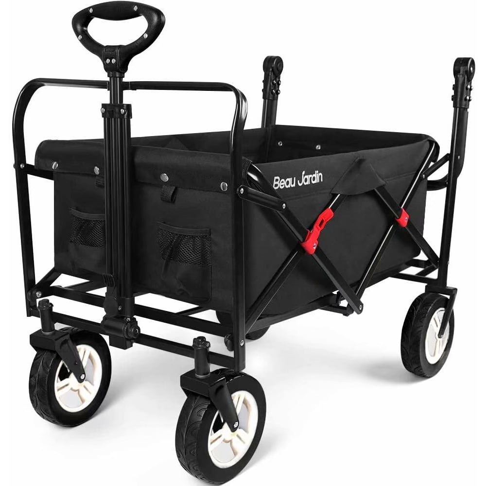 Folding Push Wagon Cart Collapsible Utility Camping Grocery Canvas