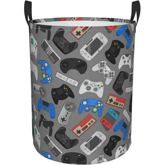 Video Game Controller Grey Background Laundry Hamper Storage Basket Toys Clothes Organizer Bin For Home Bathroom Bedroom Dorm Nursery