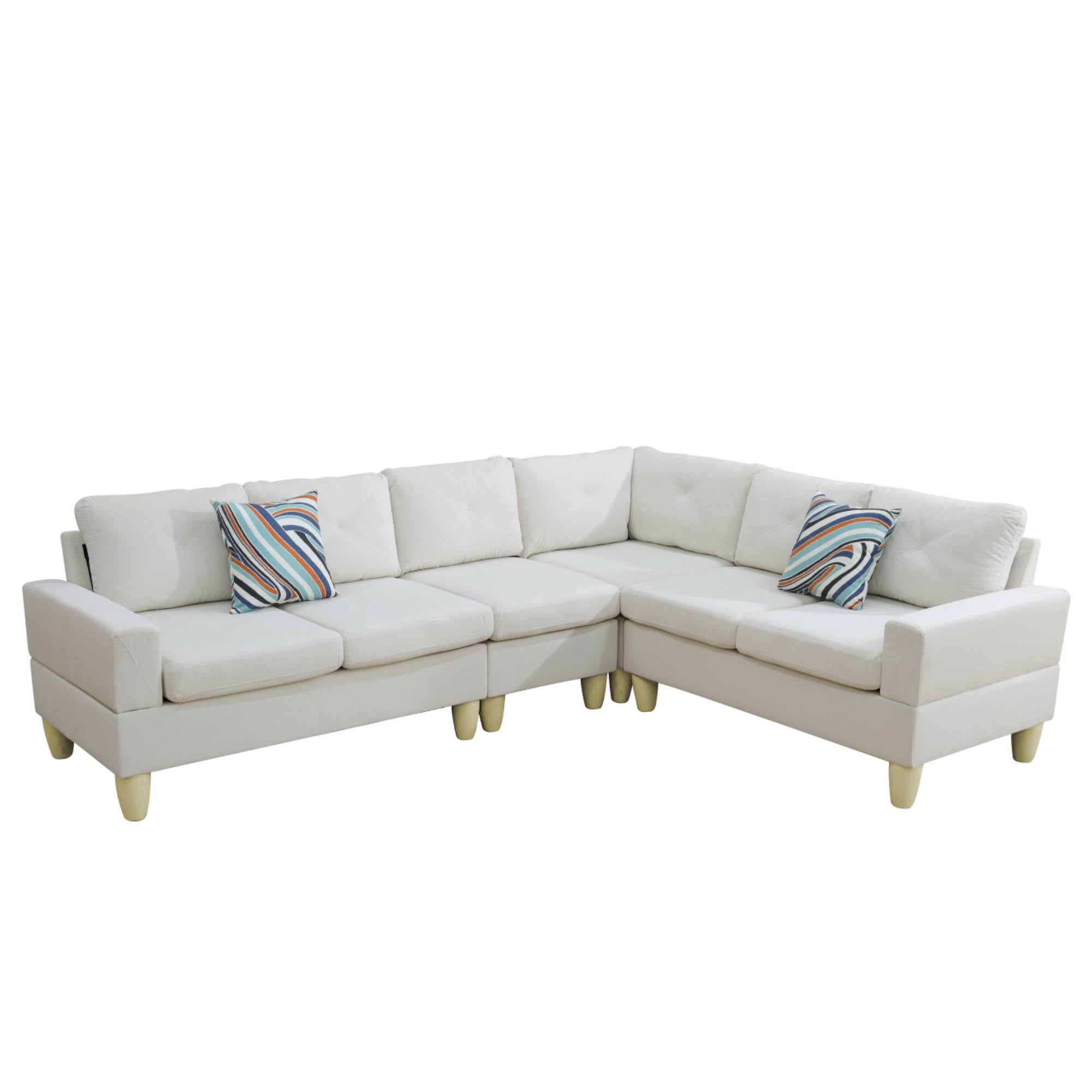 L Shaped Sofa Couch U Shaped Sectional Corner Sofa 6-Seater Furniture Modular Couches for Living room, Beige