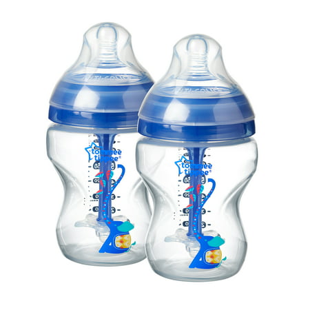 Tommee Tippee Advanced Anti-Colic Decorated Baby Bottles, Boy – 9 ounce, Blue, 2