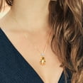 thumbnail image 3 of Gem Stone King 18K Yellow Gold Plated Silver  Pear Shape Checkerboard Citrine and White Moissanite Pendant Necklace for Women (11.27 Cttw, Gemstone Birthstone, with 18 inch Chain), 3 of 3