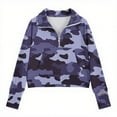 thumbnail image 4 of Bnwani Girls Sweatshirt Zip Mock Neck Long Sleeve Half Zip Crop Fleece Sweatshirt Camouflage Pullover, 4 of 5