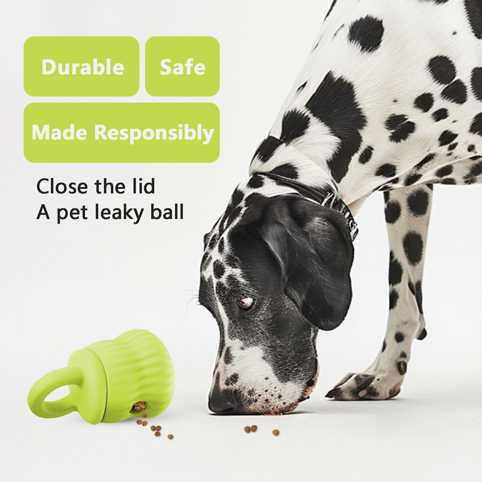 Yajisi Interactive Dog Treat Dispensing Toy, Resin Slow Feeder Puzzle for All Breeds, Light Green (6.3 inches / 16 cm)